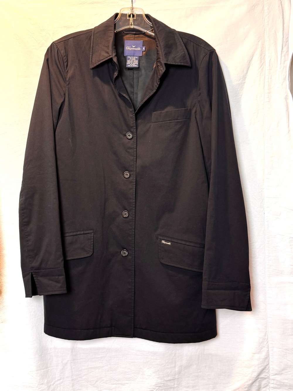 Vintage Façonnable Navy Blue Rain Coat Jacket XS | French Designer Quiet Luxury